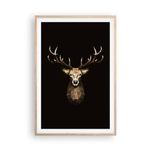 Poster în ramă de stejar deschis - Cerb cubist - 61x91 cm
