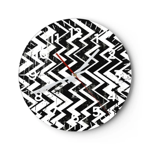 Ceas de perete - Ceas pe sticlă - Zig-alb, zag-negru - 30x30 cm