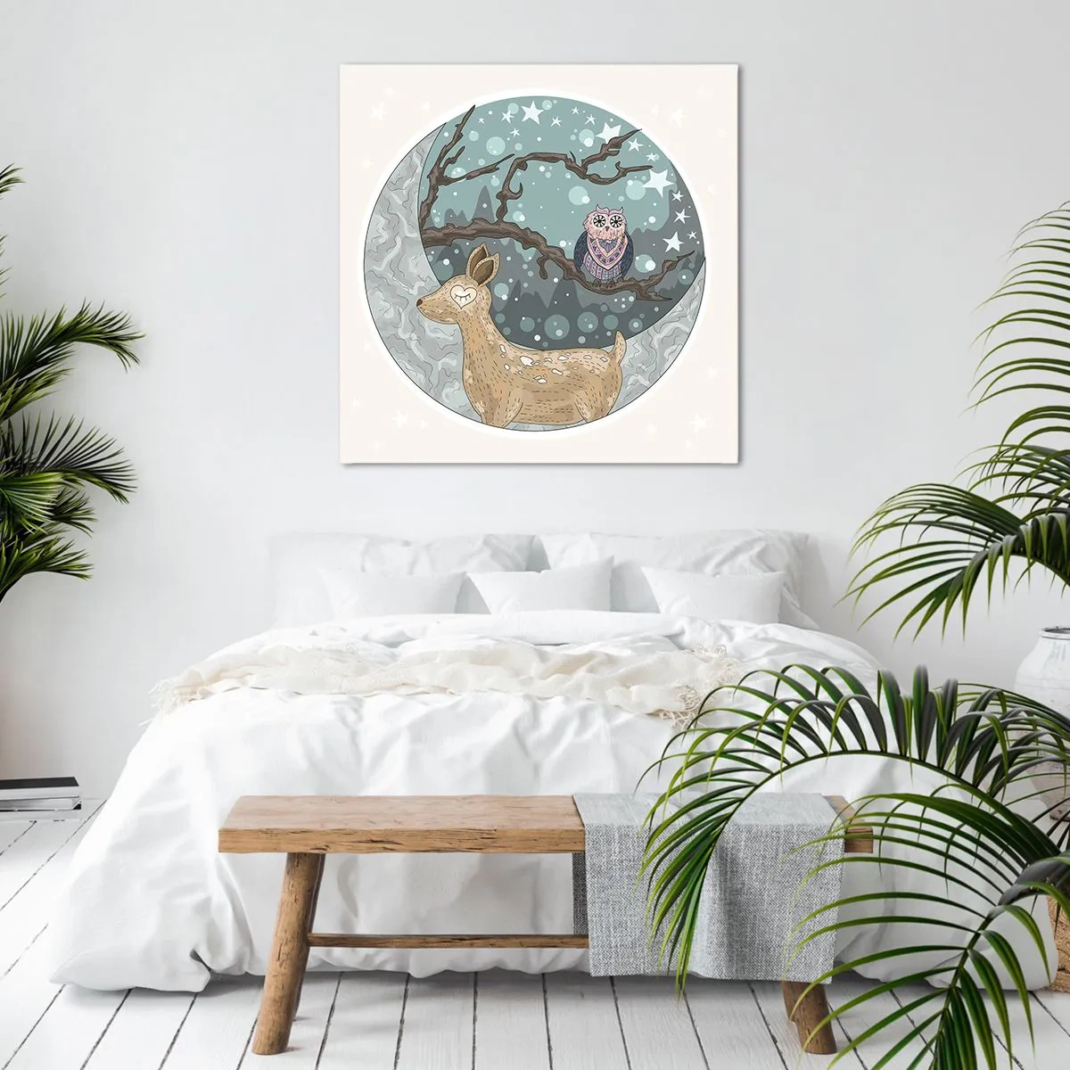 Tablou pe pânză - O noapte în pădure de poveste - 40x40 cm