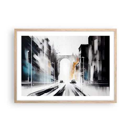 Poster în ramă de stejar deschis - Studiu de oraș: arhitectură și mișcare - 70x50 cm
