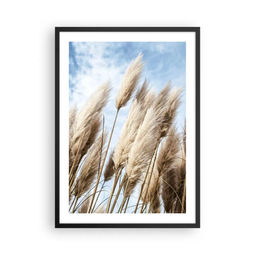 Poster în ramă neagră - Iarbă de pampas pe cer - 50x70cm - Mângâiere însorită și vântoasă - Decorațiune modernă pentru perete pentru living și dormitor ARTTOR