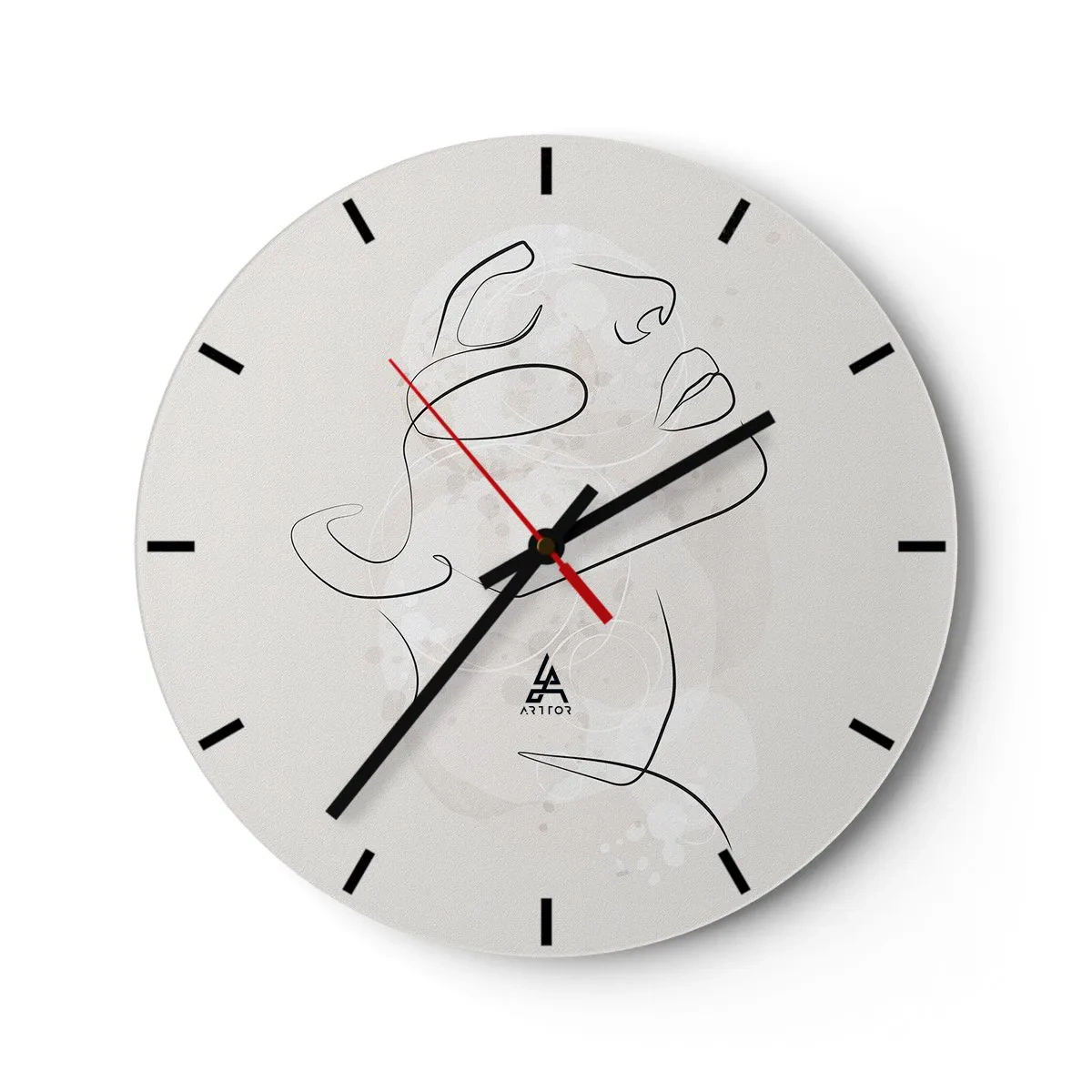 Ceas de perete - Ceas pe sticlă - Un dansator într-o săritură dinamică cu materialul zburând - 30x30cm - Schiță de vis - Decorațiune modernă pentru perete pentru living, bucătărie și dormitor ARTTOR