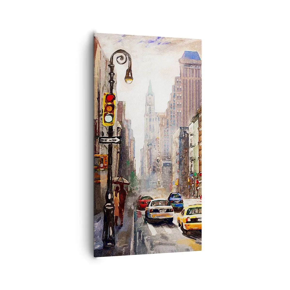 Tablou pe pânză - New York - plin de culoare și în ploaie - 65x120 cm