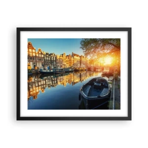Poster în ramă neagră - Dimineața în Amsterdam - 50x40 cm