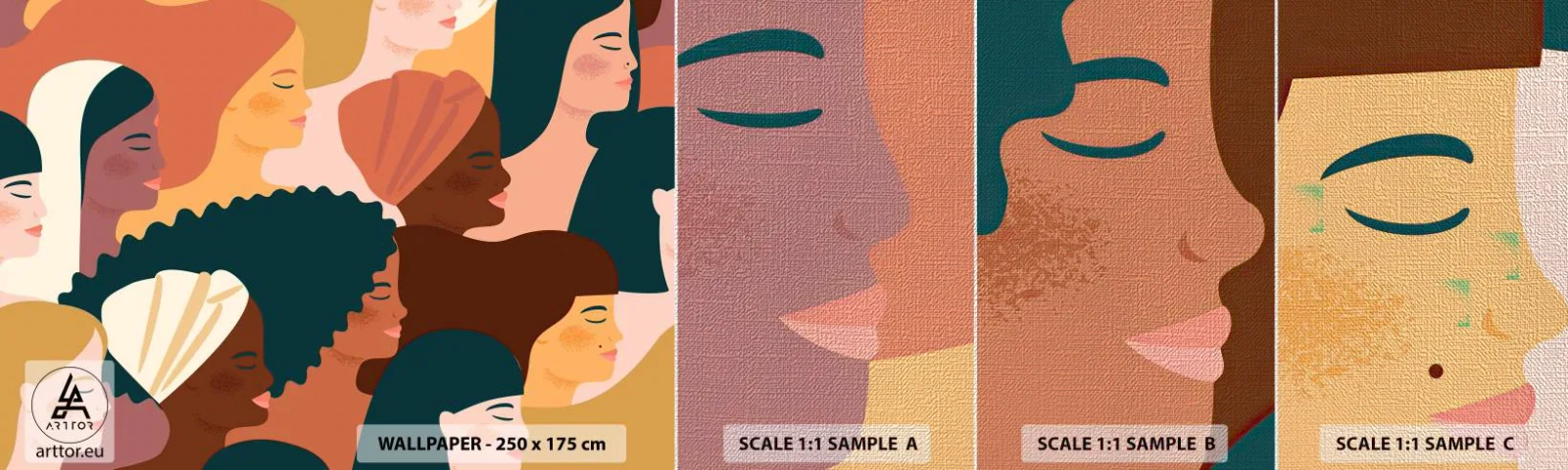 Mostră tapet Premium Canvas - Numai feminitate - Femeie, Artă Modernă, Africa - 100x30 cm