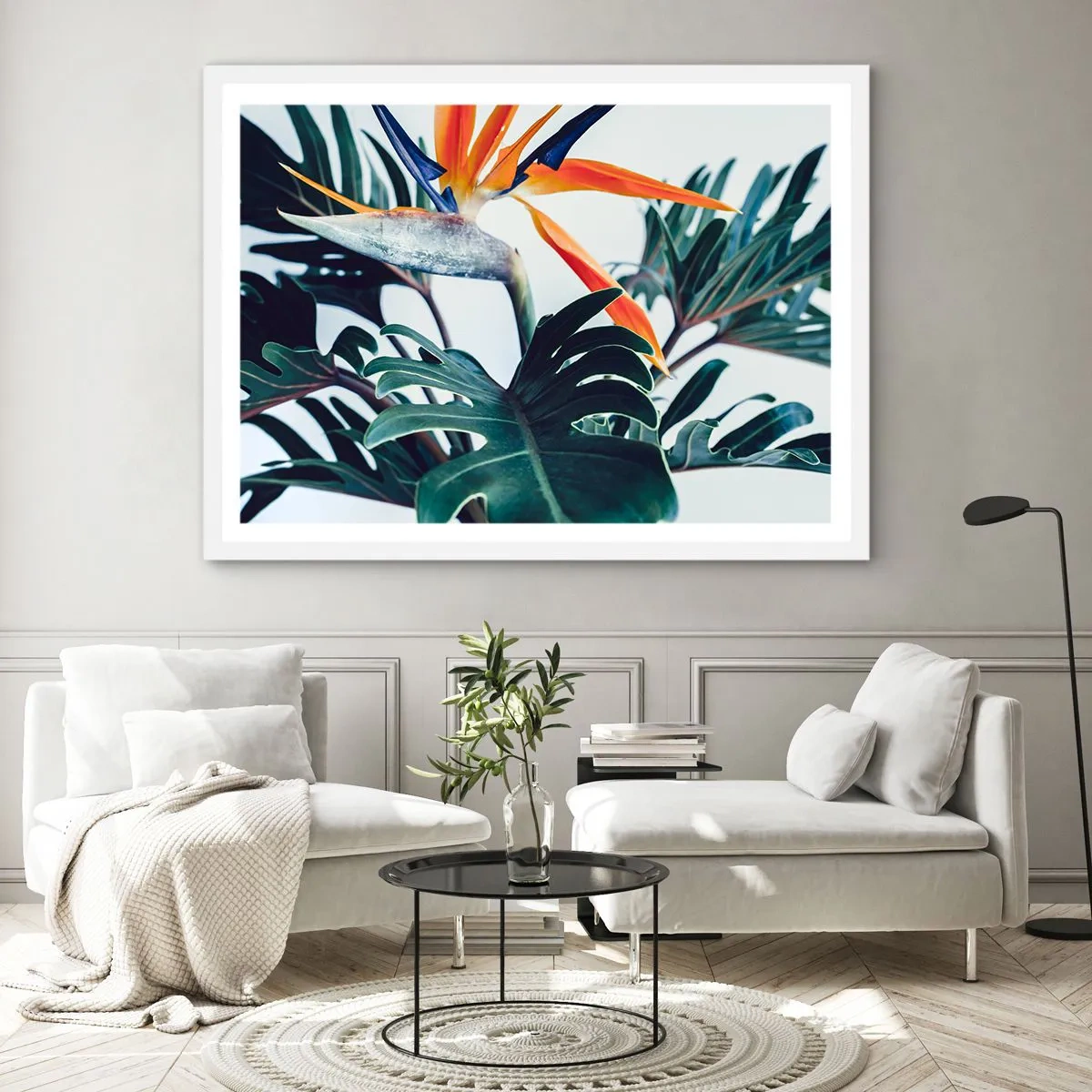 Poster în ramă albă - Tufiș sau pasăre? - 50x40 cm