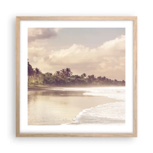 Poster în ramă de stejar deschis - Mângâind valurile - 50x50 cm