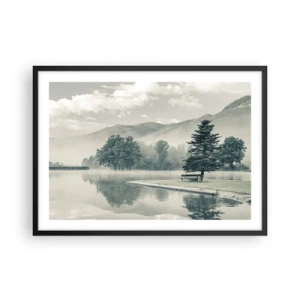 Poster în ramă neagră - Lacul încă doarme - 70x50 cm