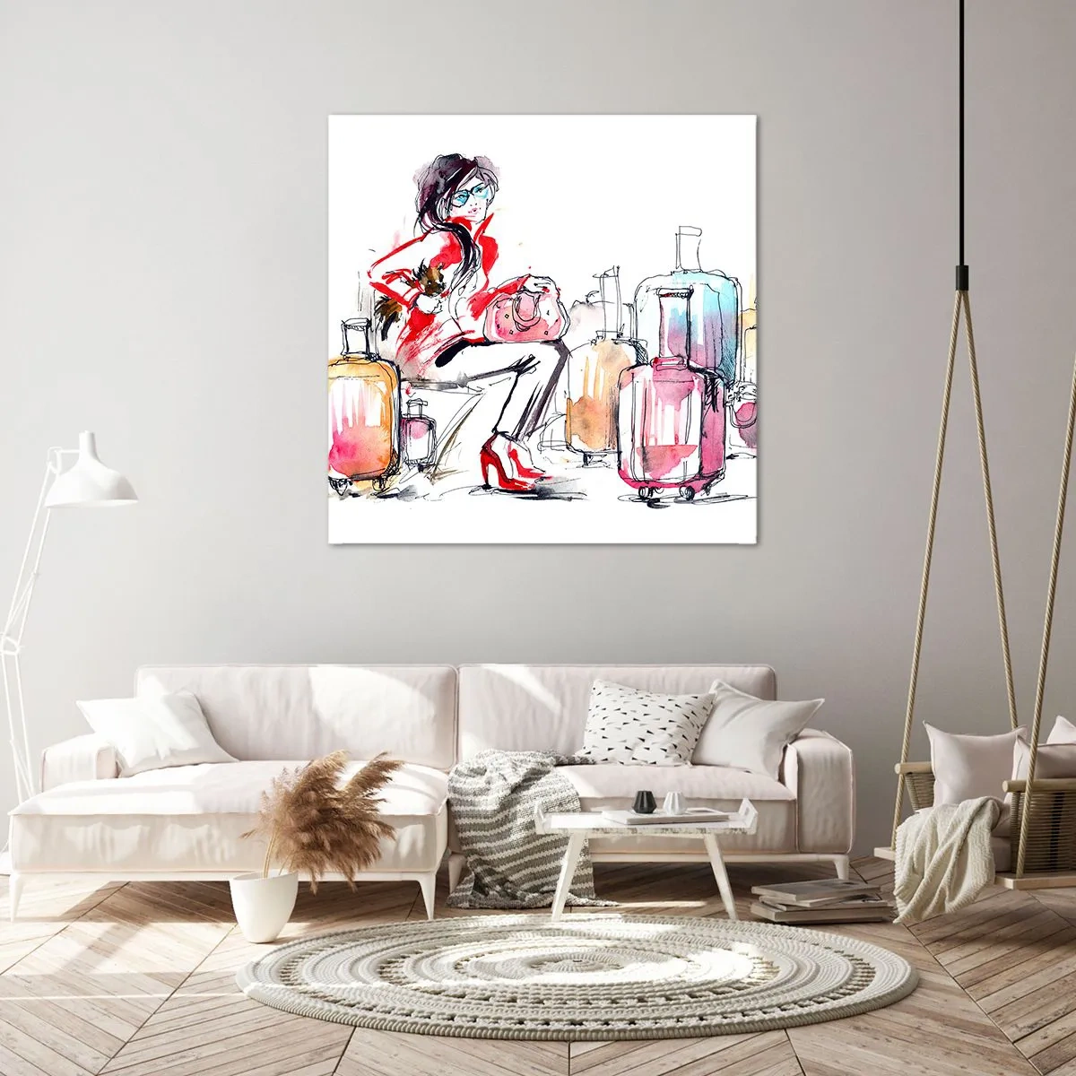 Tablou pe pânză - Să ne așezăm înainte de călătorie - 60x60 cm