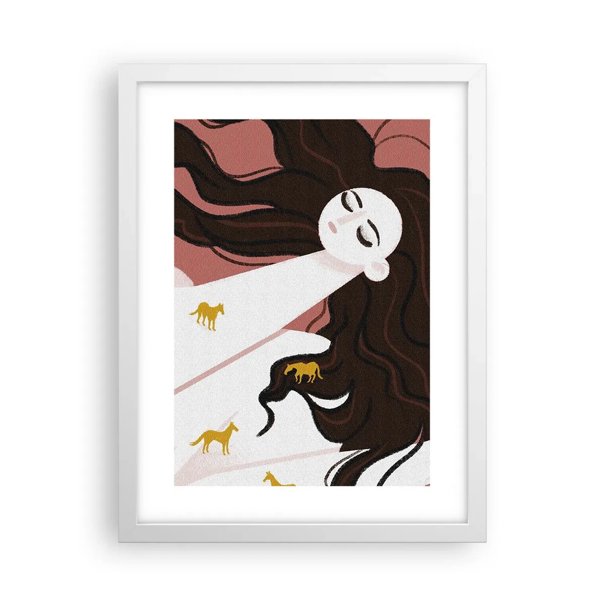 Poster în ramă albă - Visul despre calul de aur - 30x40 cm