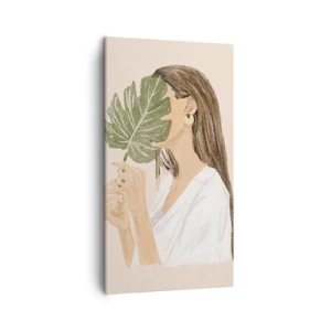 Tablou pe pânză - Portret misterios cu un evantai - 45x80 cm