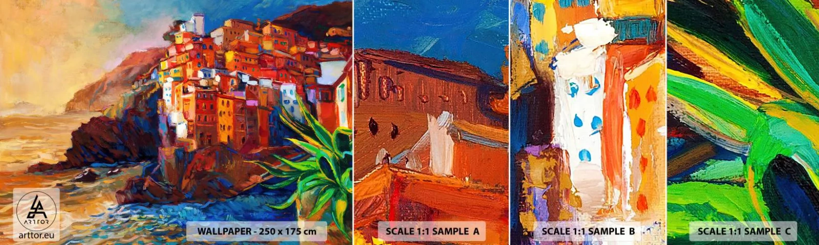 Mostră de Tapet Standard Eco - Oraș italian de vis - Peisaj, Arhitectură, Coasta Marii - 100x30 cm
