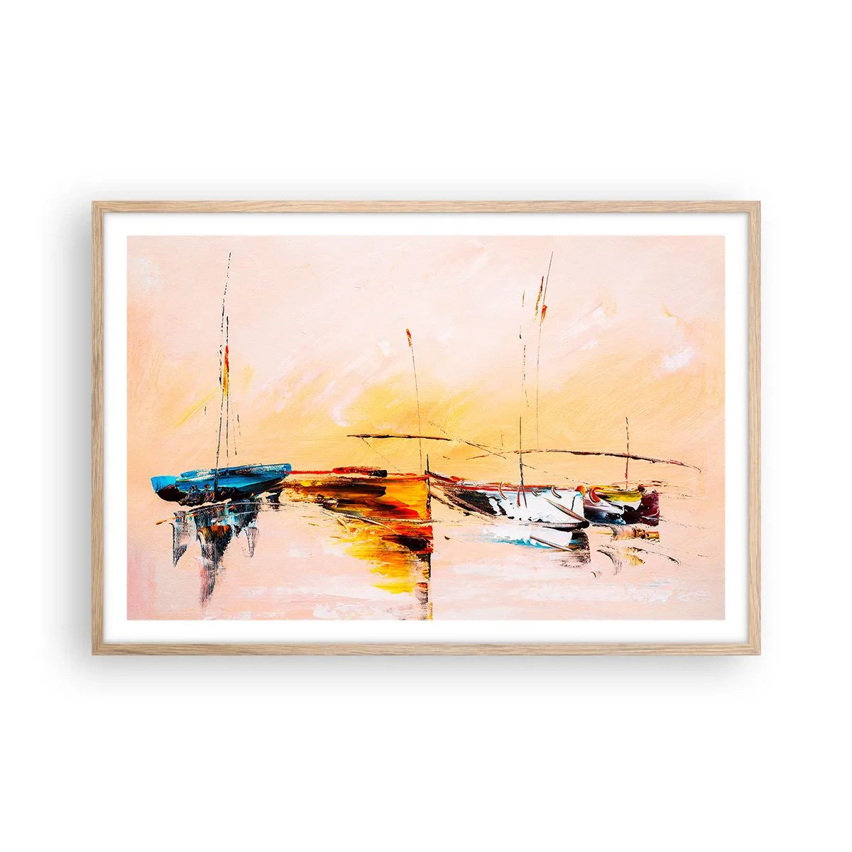 Poster în ramă de stejar deschis - O seară în golf - 91x61 cm
