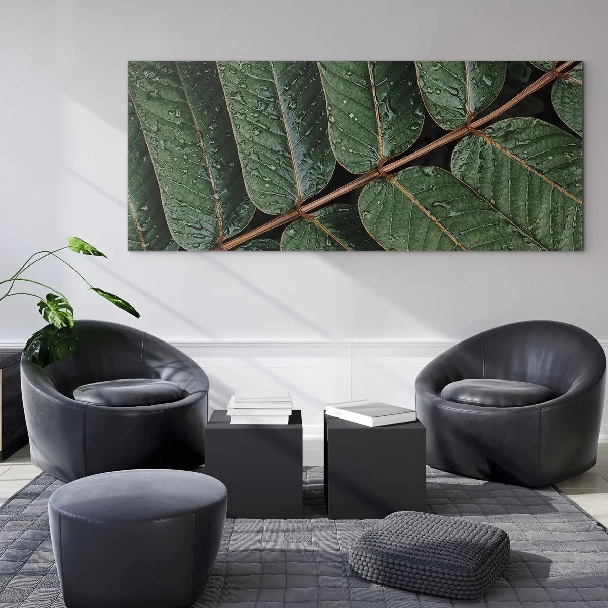Tablou pe sticlă - Într-un ritm verde - 100x40 cm
