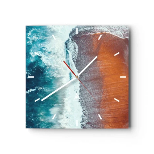 Ceas de perete - Ceas pe sticlă - Atingerea oceanului - 30x30 cm