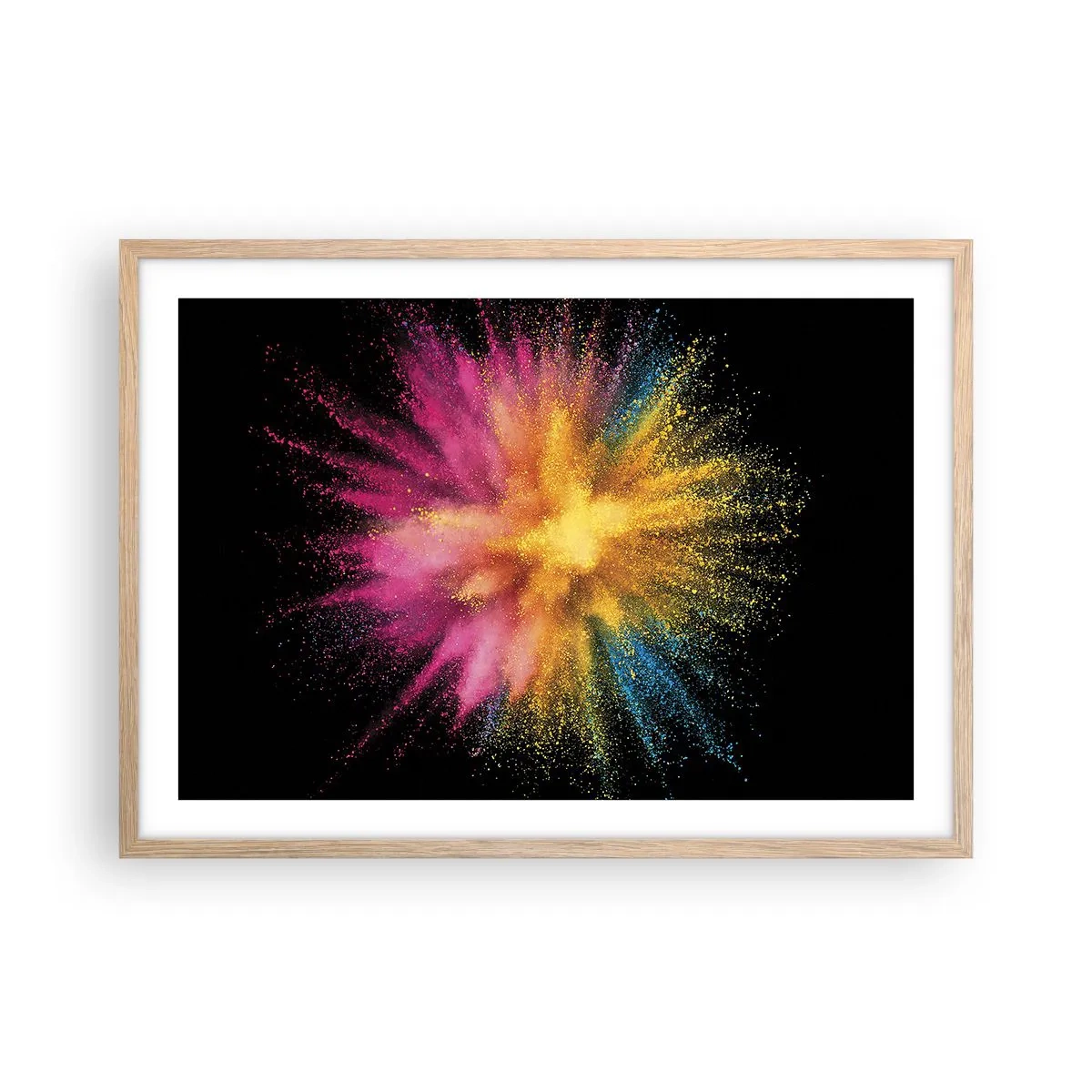 Poster în ramă de stejar deschis - Nașterea culorii - 70x50 cm