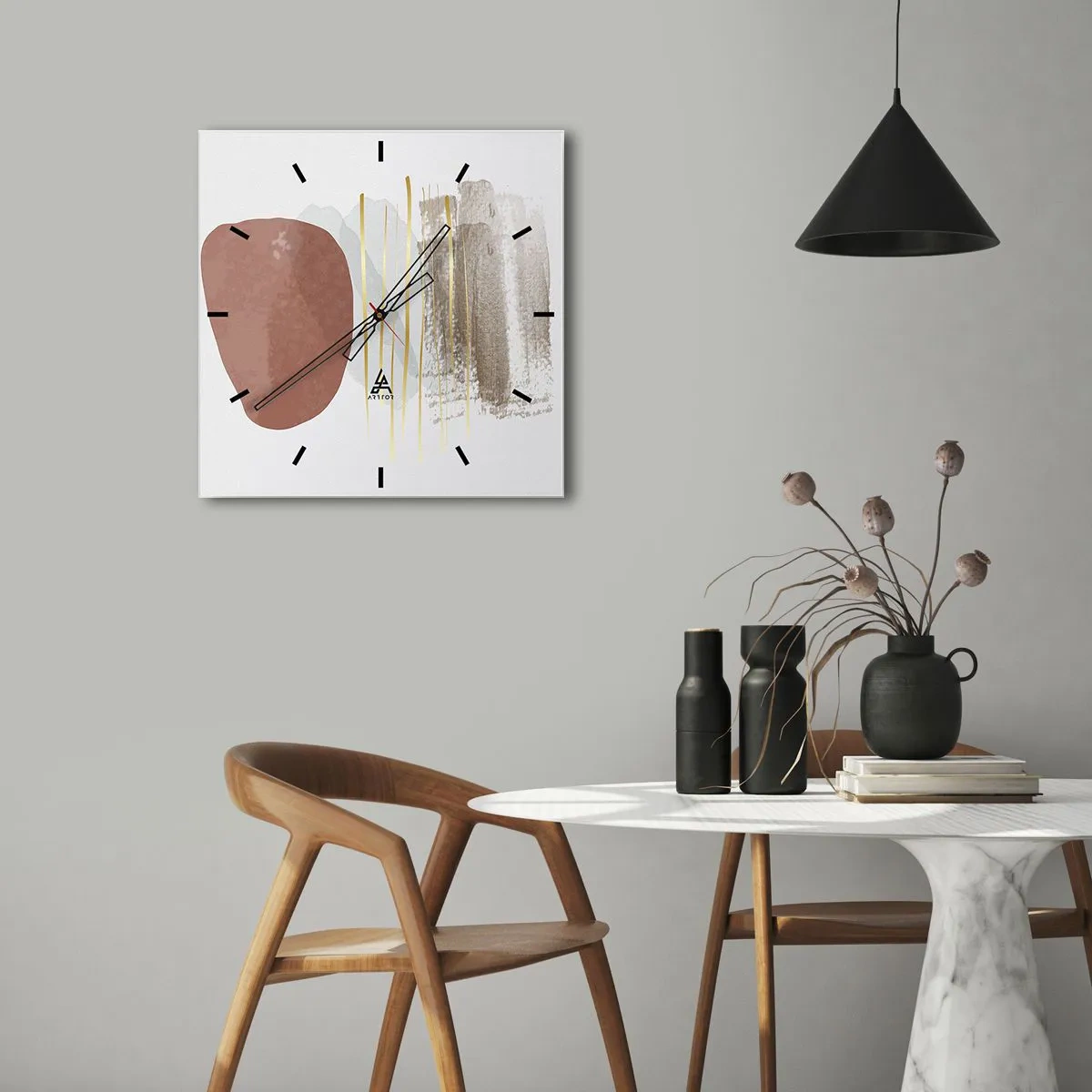 Ceas de perete - Ceas pe sticlă - Colonadă abstractă - 30x30 cm