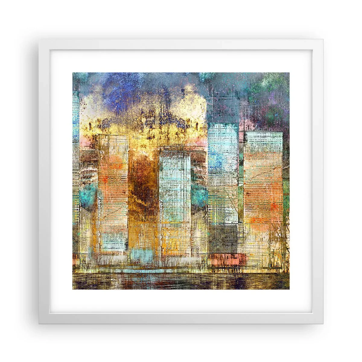 Poster în ramă albă - Metropola însorită - 40x40 cm