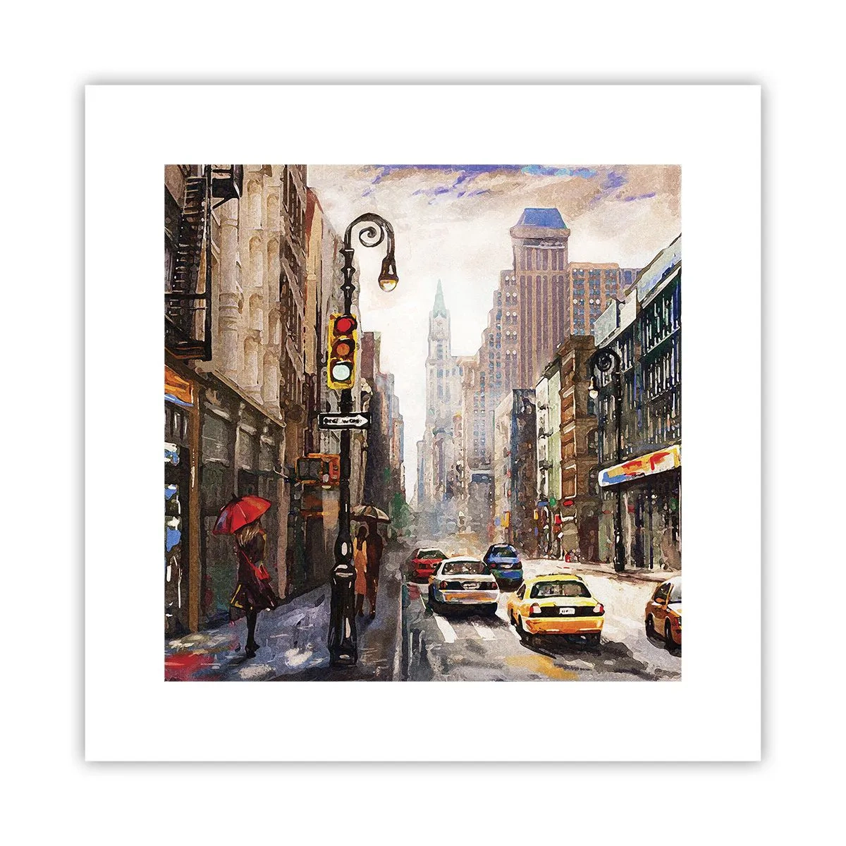 Poster - New York - plin de culoare și în ploaie - 30x30 cm
