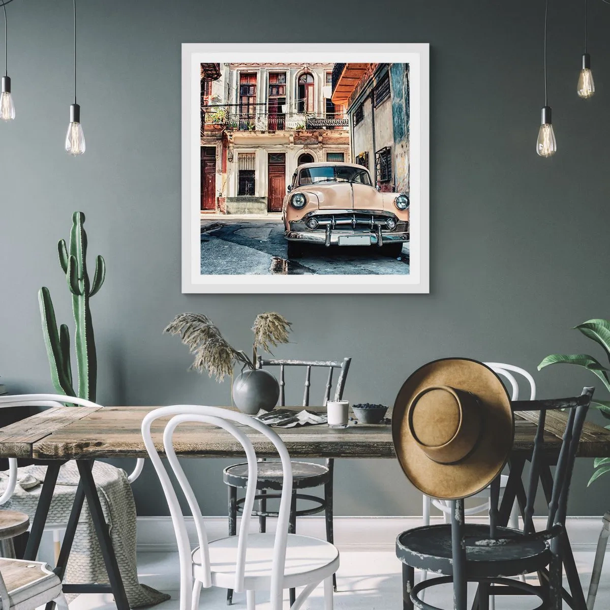 Poster în ramă albă - O siestă în Havana - 50x50 cm