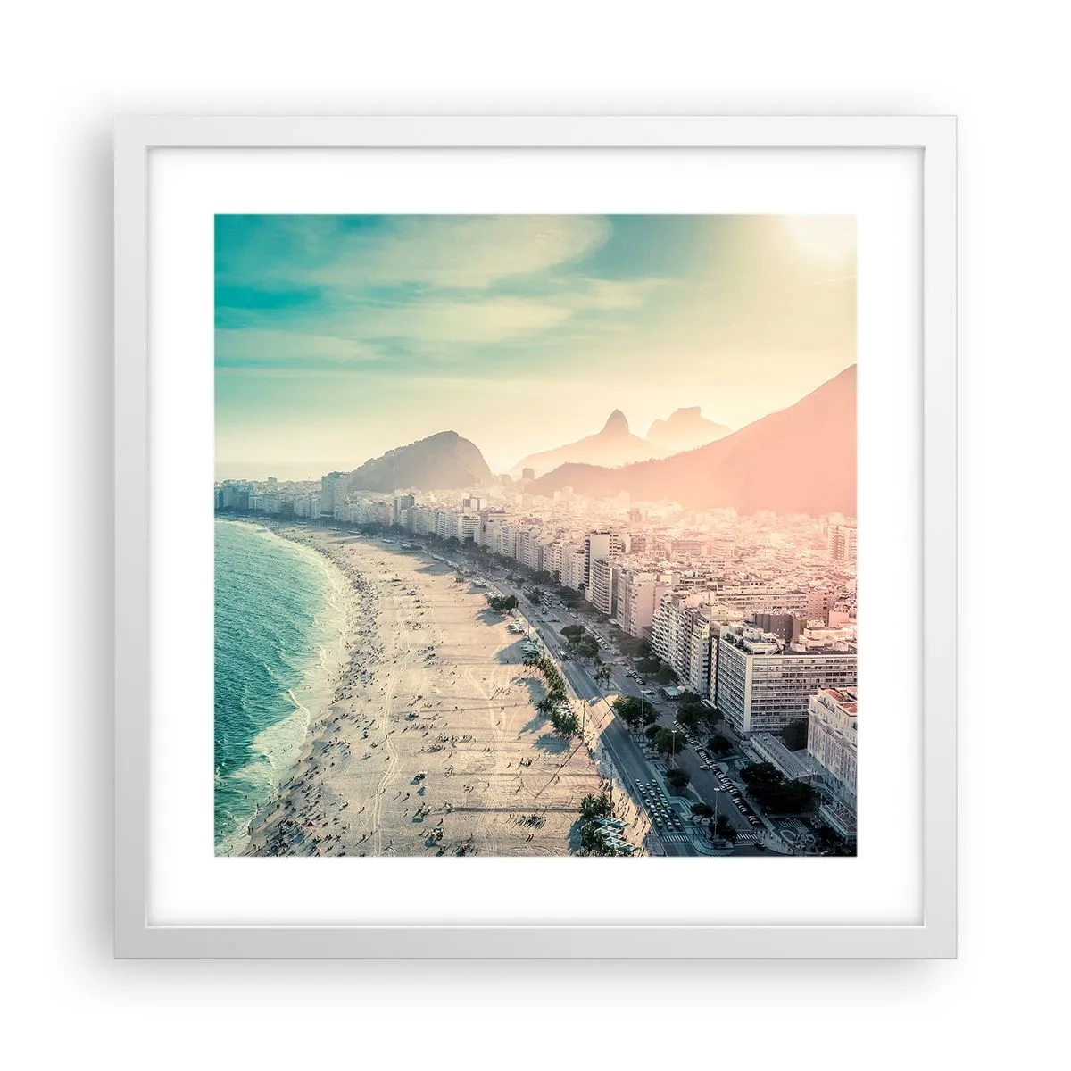 Poster în ramă albă - Vacanță perpetuă în Rio - 40x40 cm