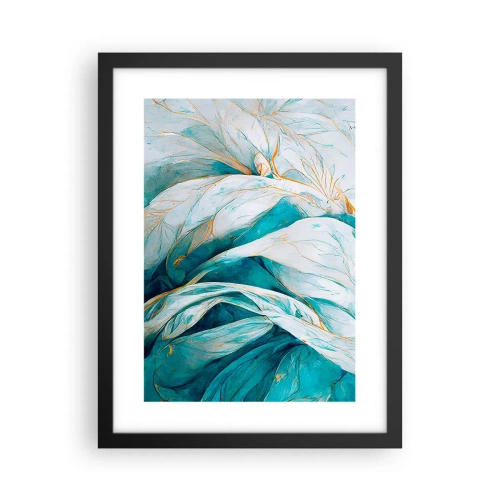 Poster în ramă neagră - Abstractul albastru cu motiv auriu - 30x40 cm