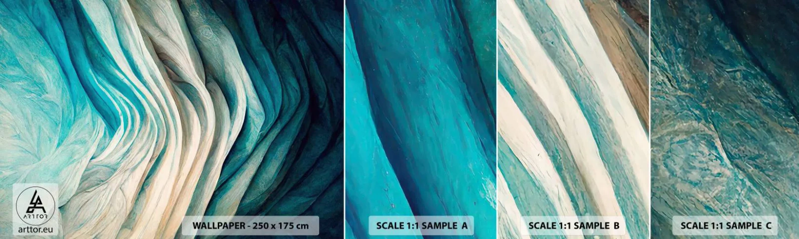 Mostră de Tapet Standard Eco - Insațiabilitate albastră - Bucată, 3D, Abstracția - 100x30 cm