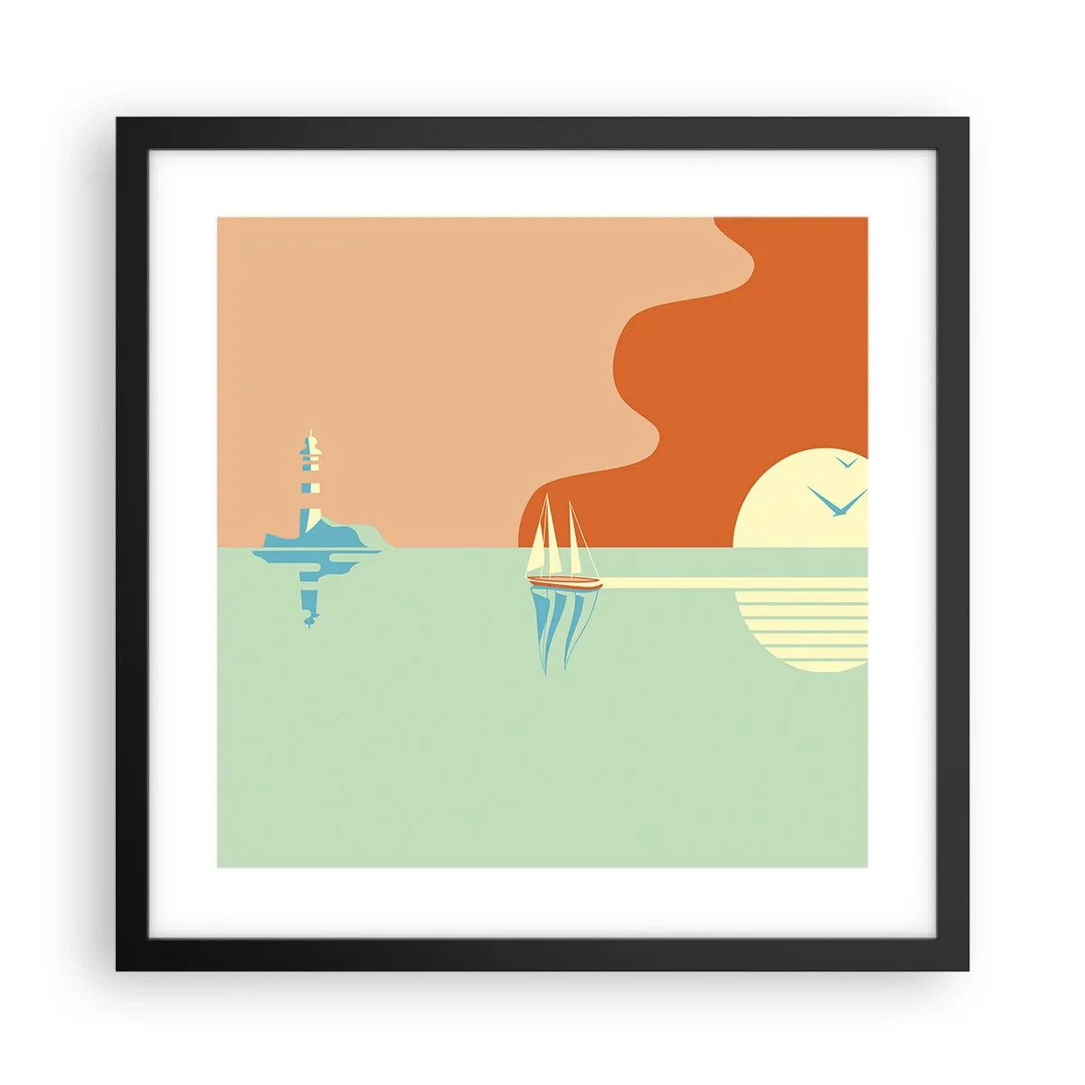 Poster în ramă neagră - Peisaj marin perfect - 40x40 cm