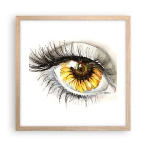 Poster în ramă de stejar deschis - O privire la fel de fierbinte ca vara - 40x40 cm