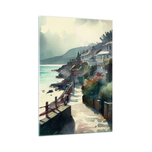 Tablou pe sticlă - Orășel mediteraneean - 70x100 cm