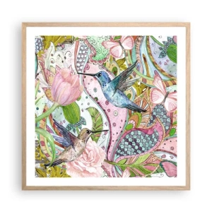 Poster în ramă de stejar deschis - Încurcat în viță de vie - 60x60 cm