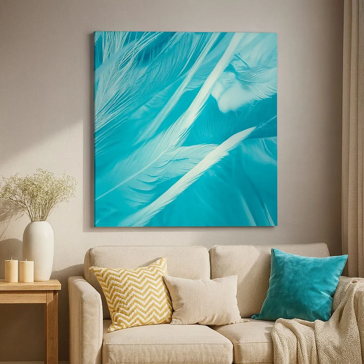 Tablou pe pânză - Înecându-se în puf - 30x30 cm