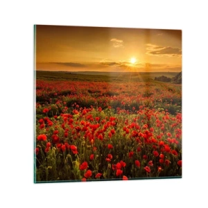 Tablou pe sticlă - Printre valuri de pajiști care zumzăie, printre potop de flori - 30x30 cm