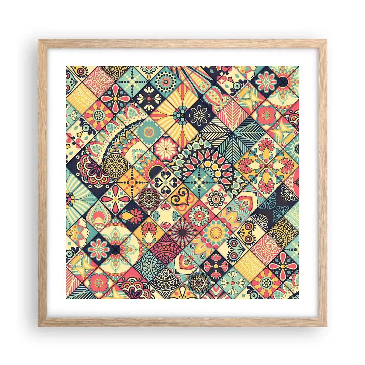 Poster în ramă de stejar deschis - Clima marocană - 50x50 cm