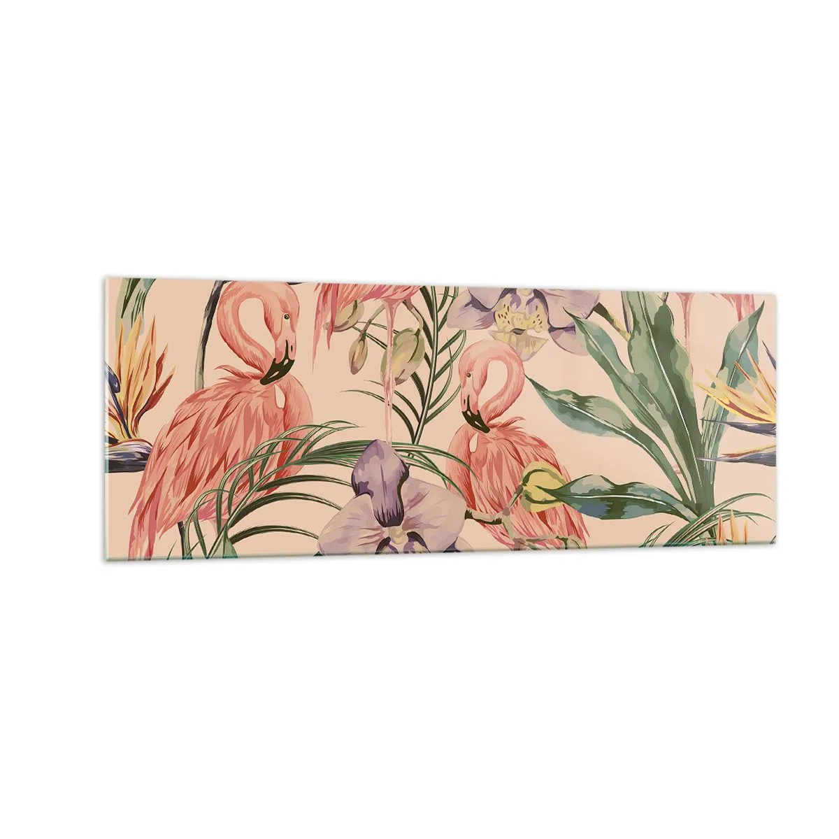 Tablou pe sticlă - Balet floral roz - 140x50 cm