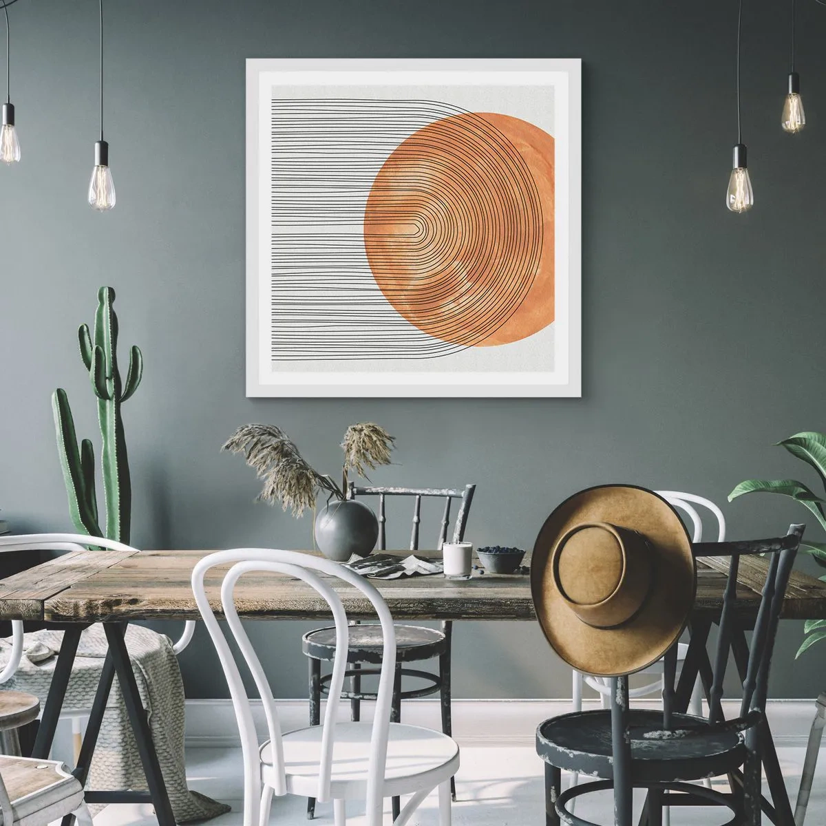 Poster în ramă albă - Compoziția solară - 60x60 cm