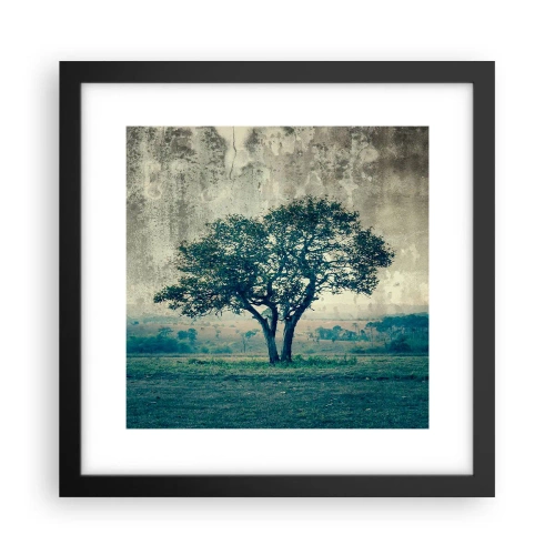 Poster în ramă neagră - Un măr pe o pajiște albastră? - 30x30 cm