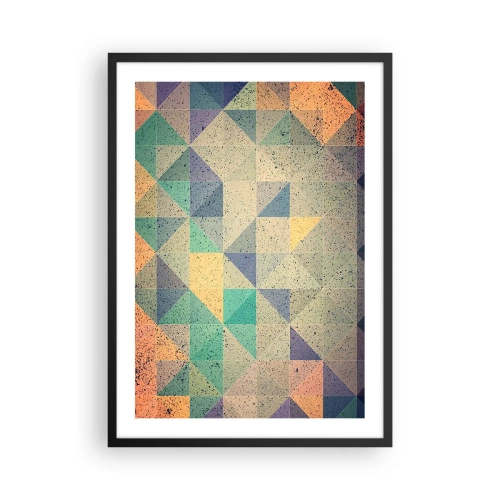 Poster în ramă neagră - Abstracție colorată cu un model geometric de triunghiuri - 50x70cm - Republica triunghiurilor - Decorațiune modernă pentru perete pentru living și dormitor ARTTOR