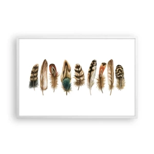 Poster în ramă albă - Variație cu pene - 91x61 cm