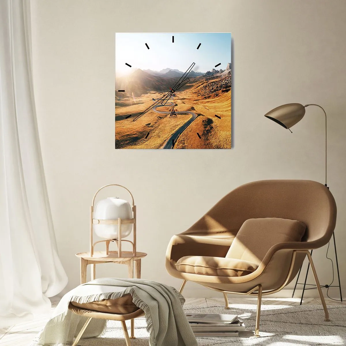 Ceas de perete - Ceas pe sticlă - Într-o vale de aur - 30x30 cm