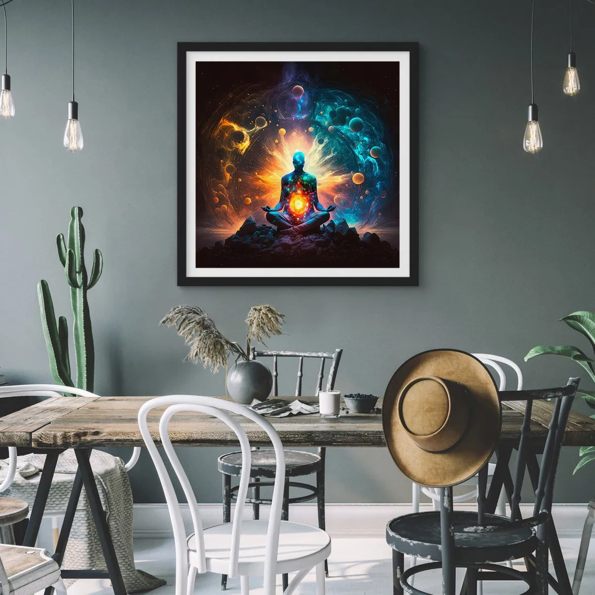Poster în ramă neagră - Liniște cosmică - 50x50 cm
