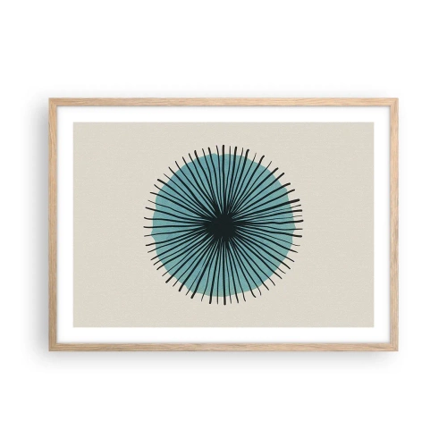 Poster în ramă de stejar deschis - Radiant pe albastru - 70x50 cm