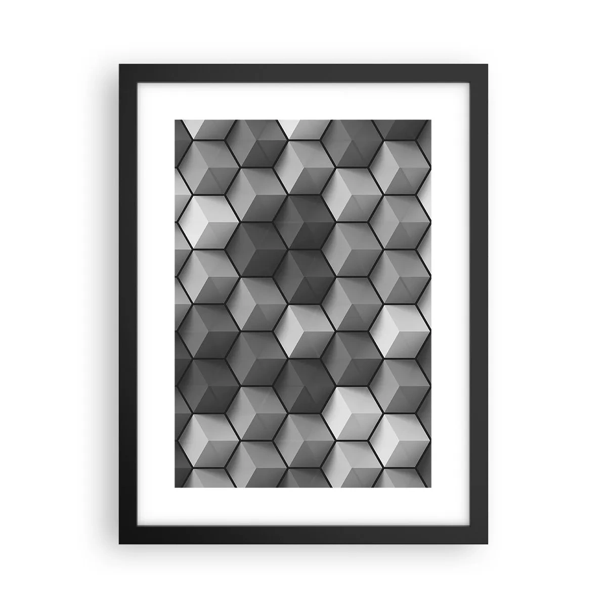 Poster în ramă neagră - Puzzle cubist - 30x40 cm