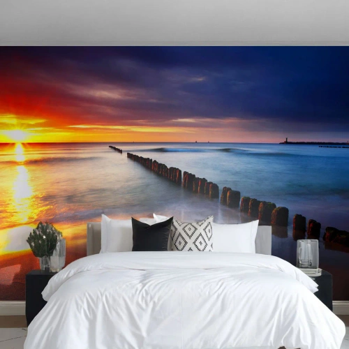 Tapet Premium Canvas - Ascultă tăcerea - Peisaj, Apus de soare, plajă - 450x315 cm