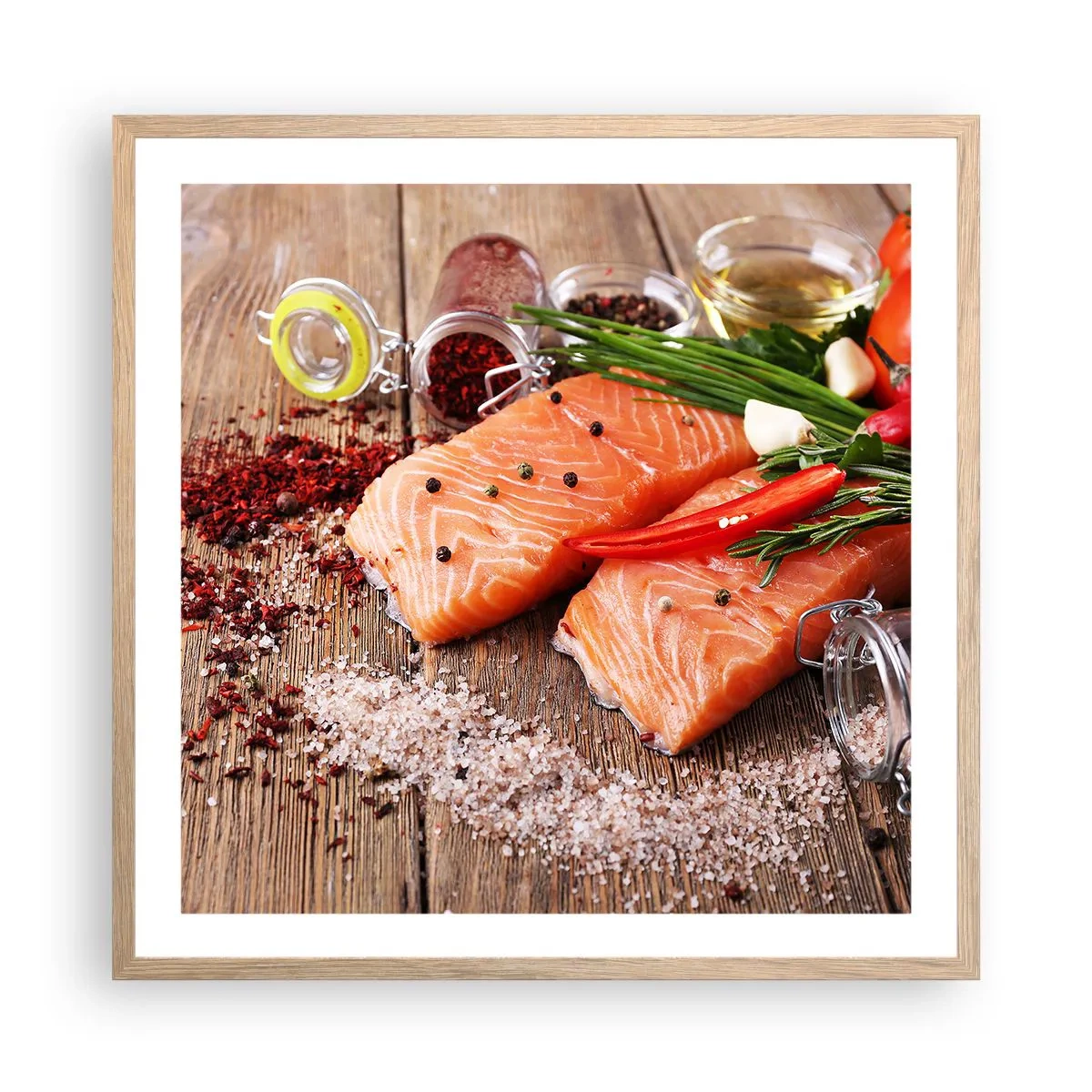 Poster în ramă de stejar deschis - O aventură norvegiană în bucătărie - 60x60 cm