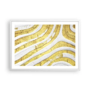 Poster în ramă albă - Compoziția în alb și auriu - 70x50 cm
