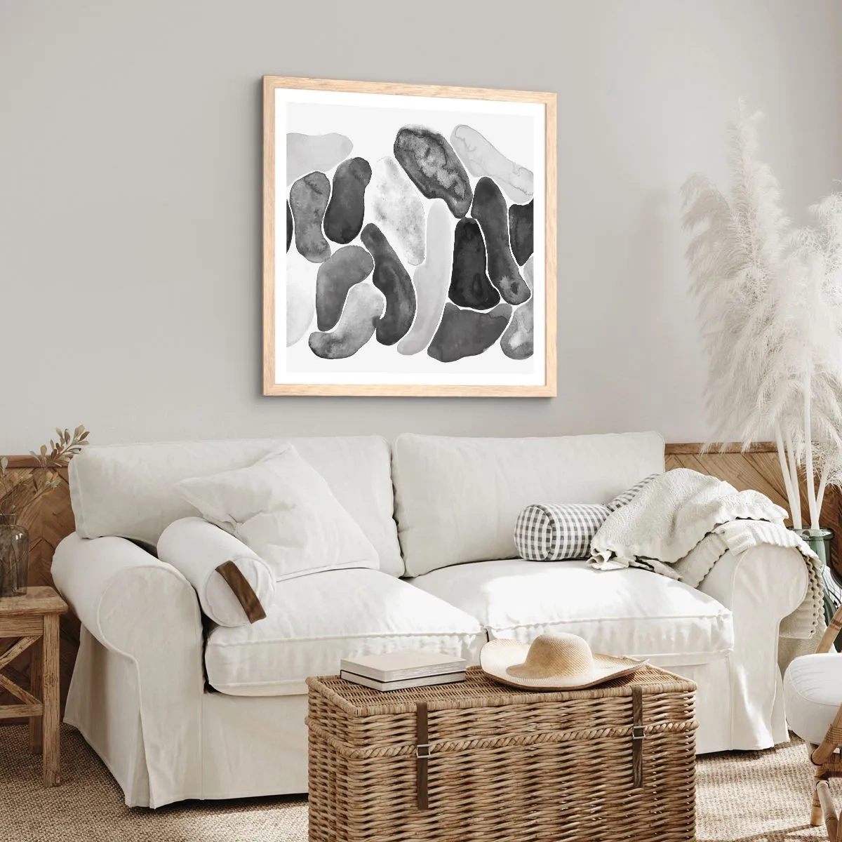 Poster în ramă de stejar deschis - Abstracție pietroasă - 30x30 cm