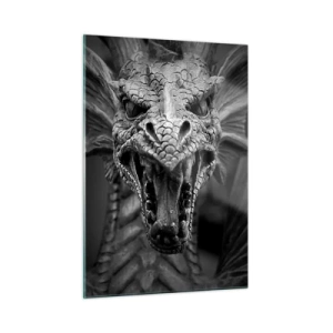 Tablou pe sticlă - Dragon de basm în gri - 50x70 cm