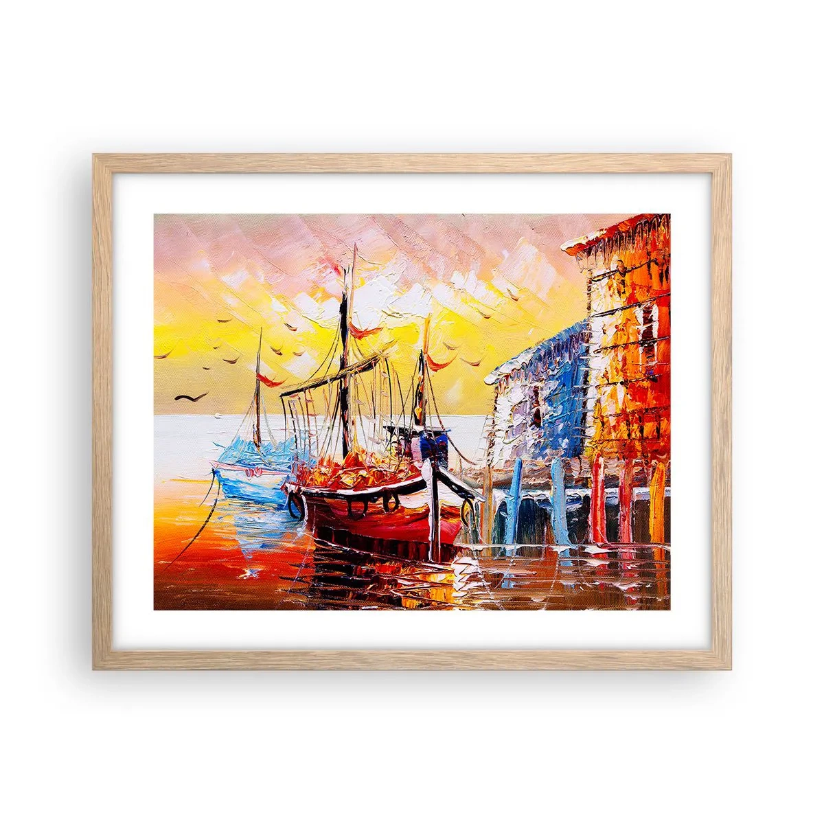 Poster în ramă de stejar deschis - Întoarcere fericită - 50x40 cm