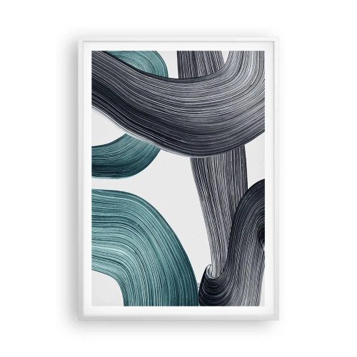 Poster în ramă albă - Trasee de smarald și negru - 70x100 cm